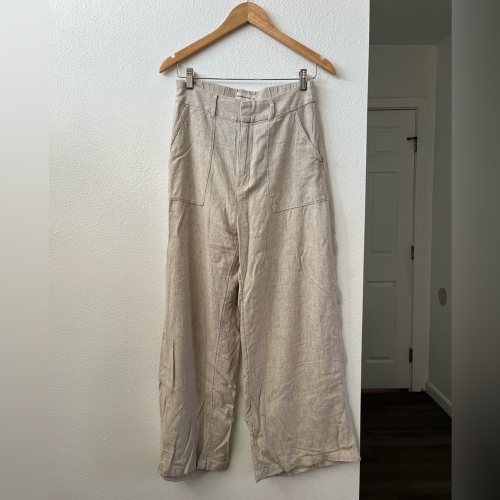 Abercrombie Linen-Blend Wide Leg Pants